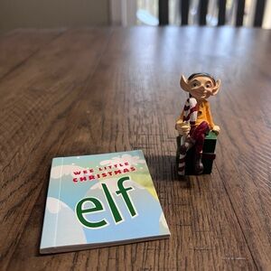 Wee Little Elf Christmas Figure & Book!  32 PAGE MINIATURE BOOK!  2 3/4" ELF!